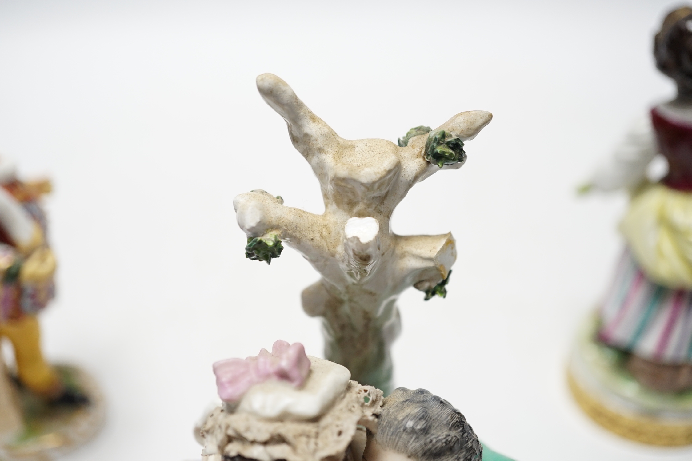 Four Continental porcelain figures or groups, tallest 19cm